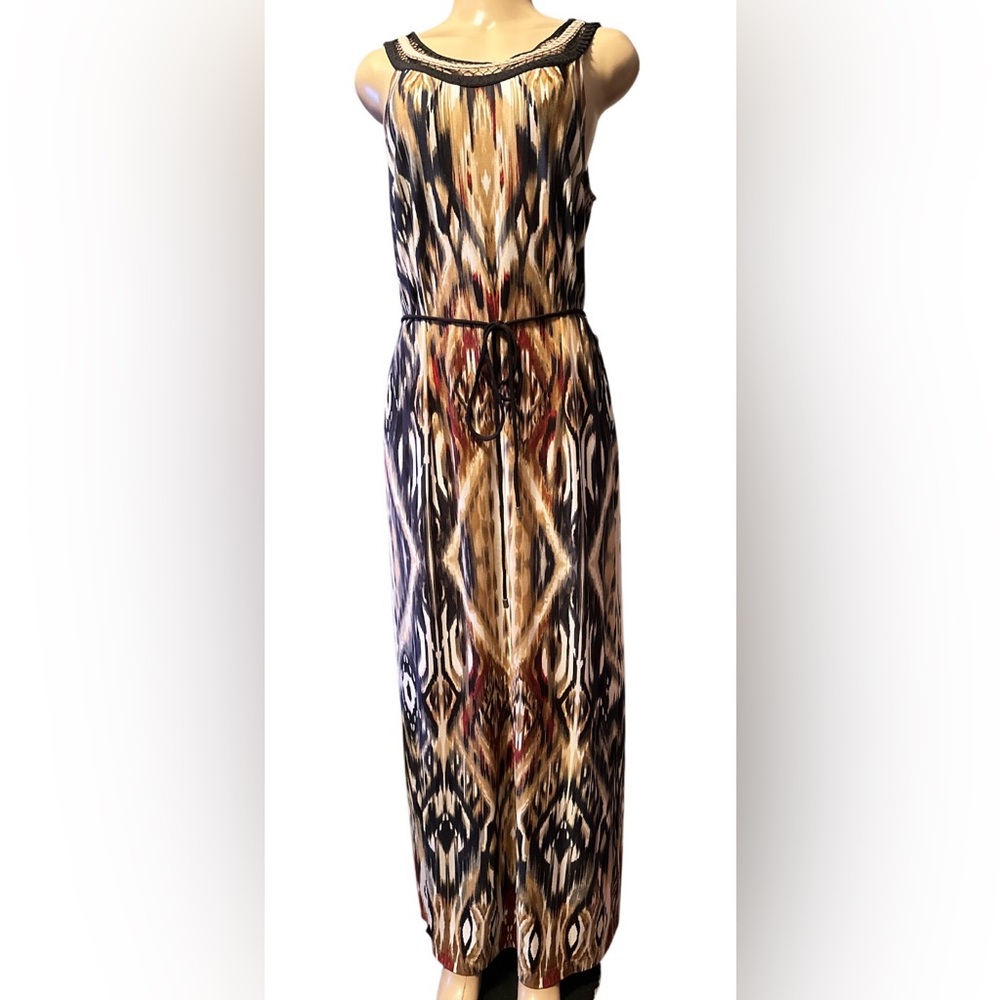 Sandra Darren Maxi Dress ~ Size 14 ~ long Stretchy Aztec Print Sundress